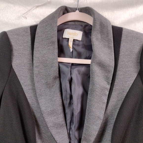Laundry by Shelli Segal Color Block Blazer Black Gray Size 2 - Picture 2 of 7